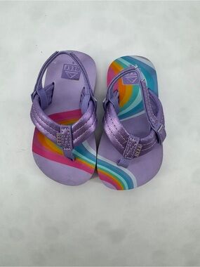 Reef Kids Lavender Flip‎ Flops with Rainbow Footbed